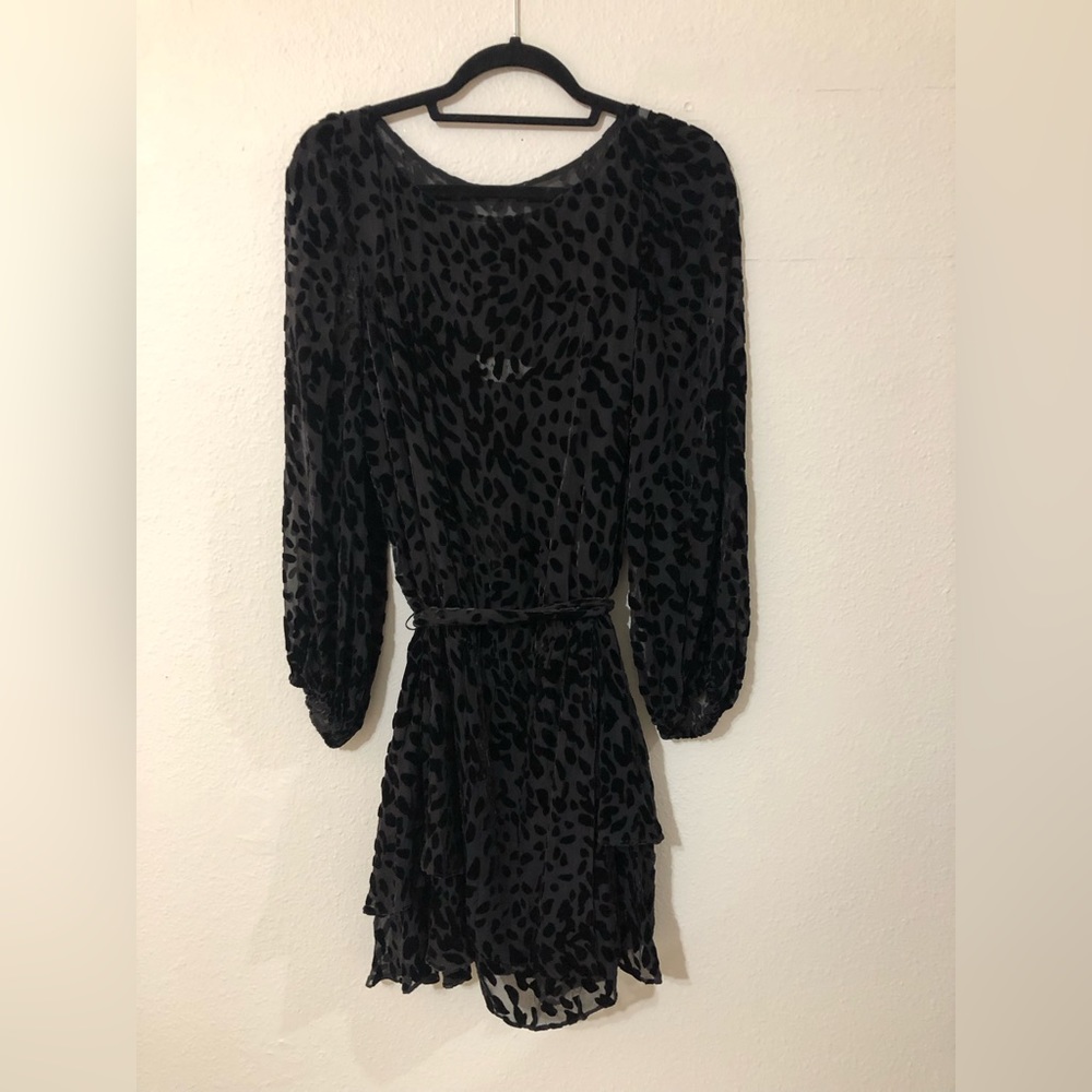 Tanya Taylor Black Leopard Dress
